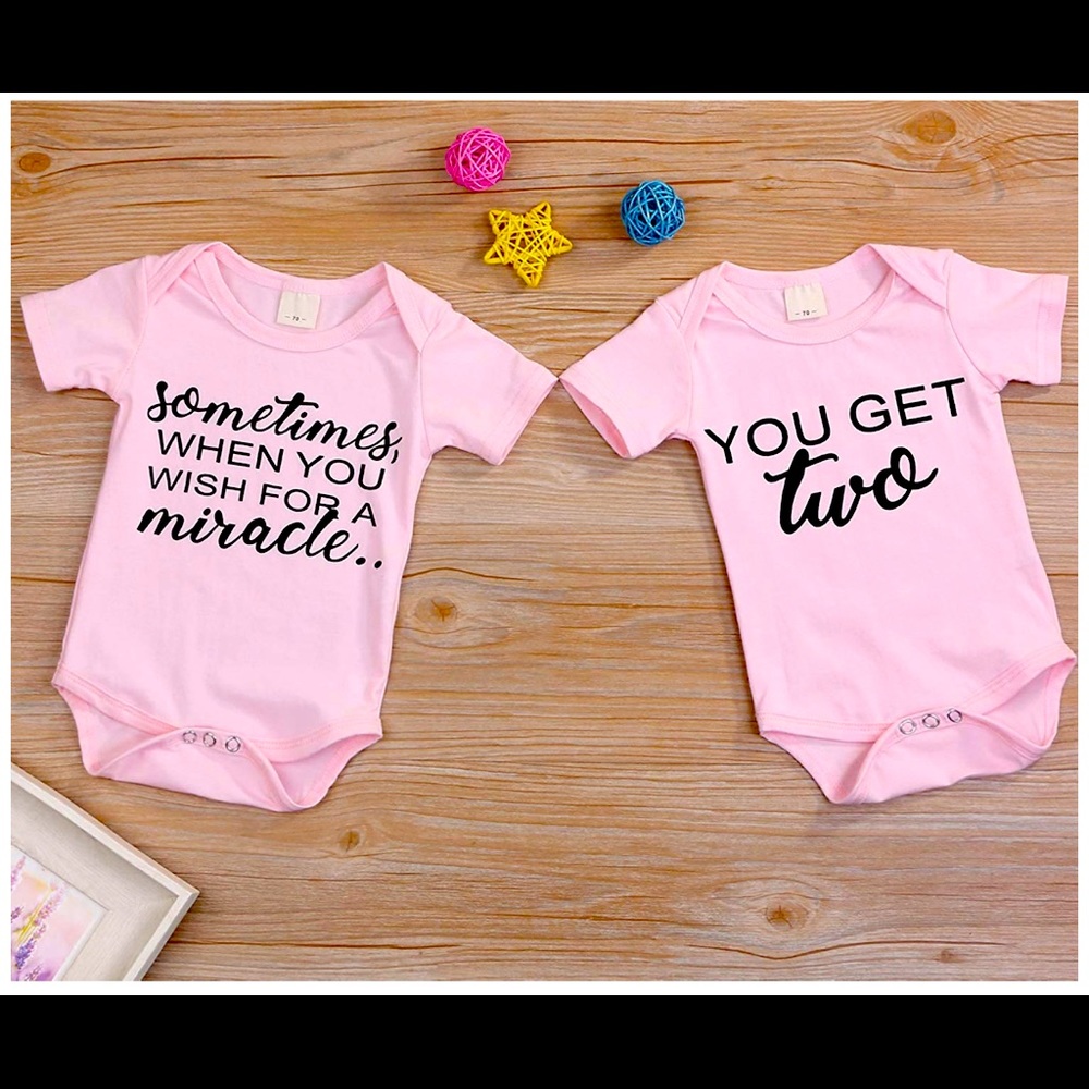 Twin Baby Girl Miracle Onesies 🎀🎀